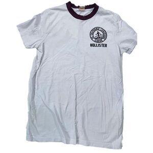 Vintage Hollister Embroidered Muscle Fit T-shirt‎ Distressed Grunge White Size M